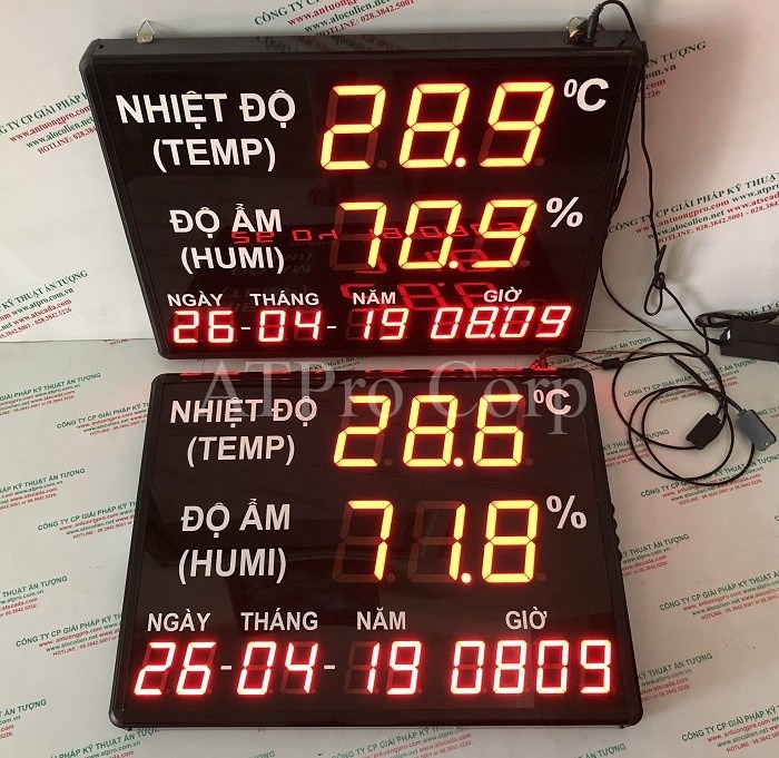 bảng điện tử đo nhiệt độ độ ẩm hiển thị thời gian